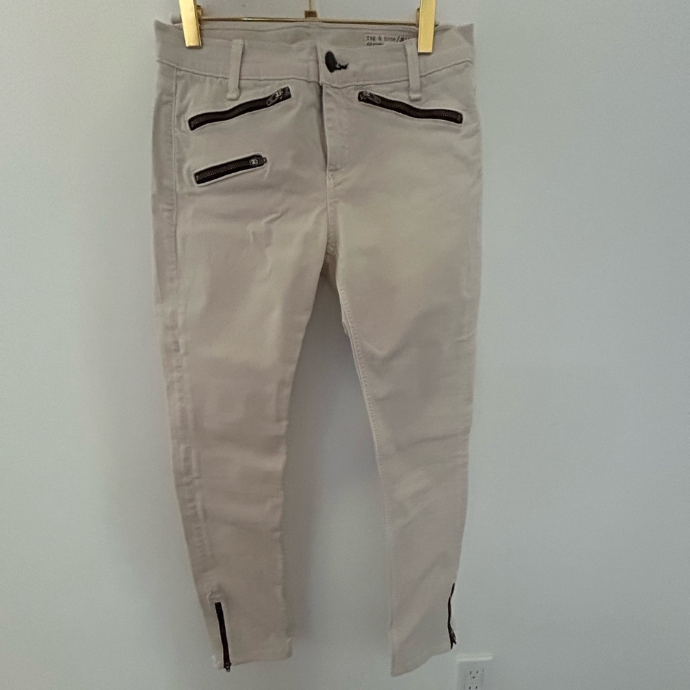 Rag & Bone off white denim zipper skinny jeans size 26